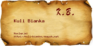 Kuli Bianka névjegykártya